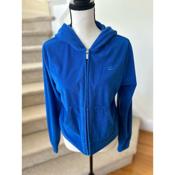 Vintage Juicy Couture Cobalt Blue Terry Cloth Zip Up Hoodie - Picture 1 of 6